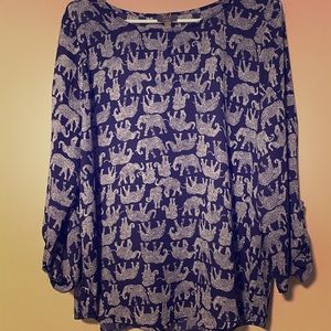 Indigo blouse with elephants